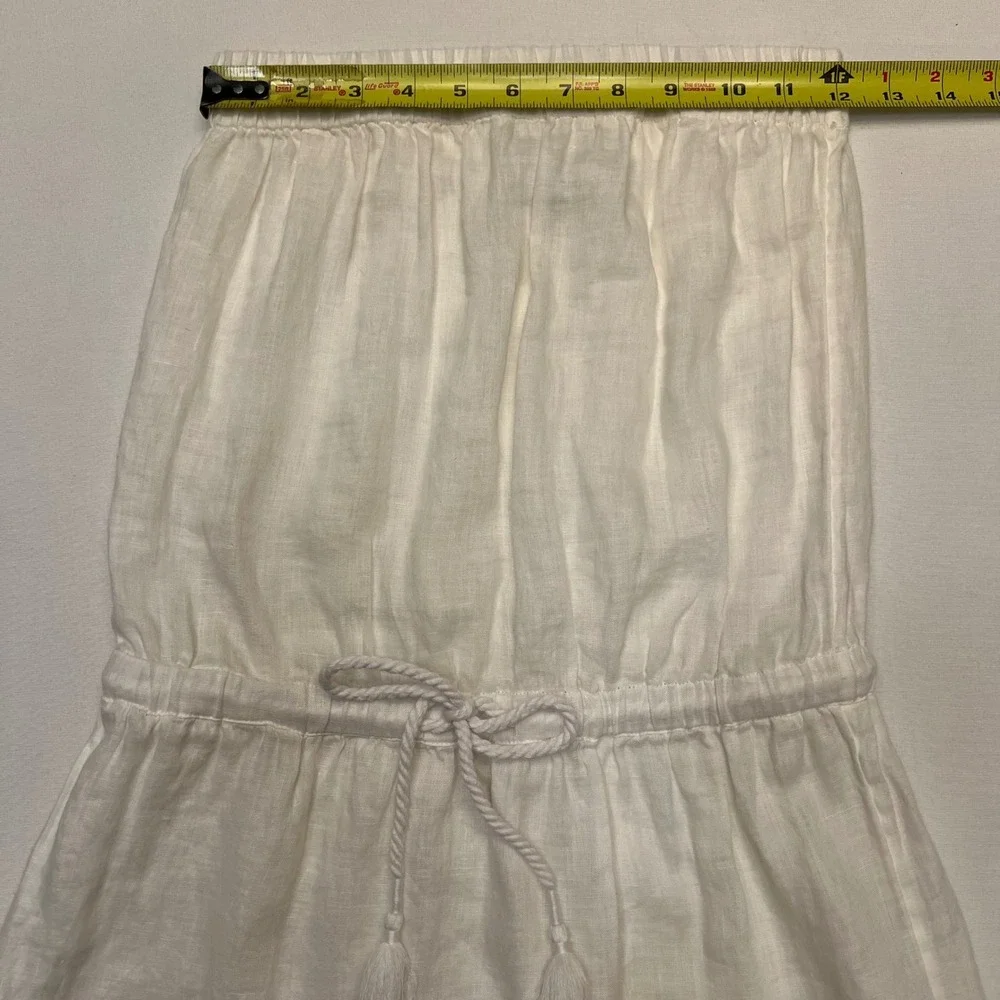 Vineyard Vines White 100% Linen Strapless Eyelet Lace Resort Dress Size XXS